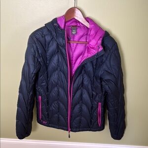 Black Puffer Jacket with Pink Lining